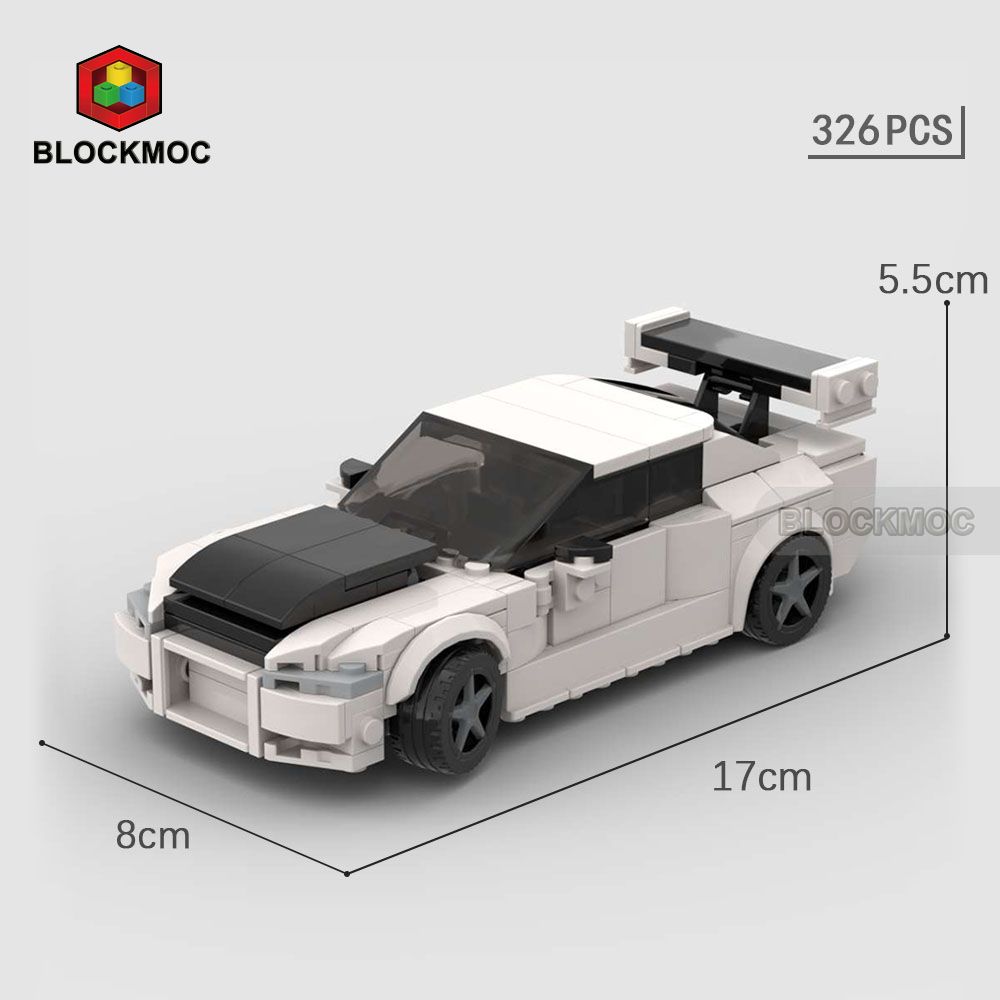 MOC Blocks JDM Fasted Furious Skylinec Gtr R34 S14 350Z R32 GT-R 240z Initial D Racing Sports Car Speed Racer Blocks Toys Boys
