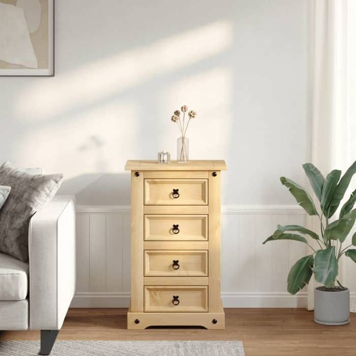 VidaXL Corona Bedside Table 53x39x84 Cm Solid Pine Wood, Bedside Cabinet, Side Table, Bedside Cabinet, Wardrobe of 4005660
