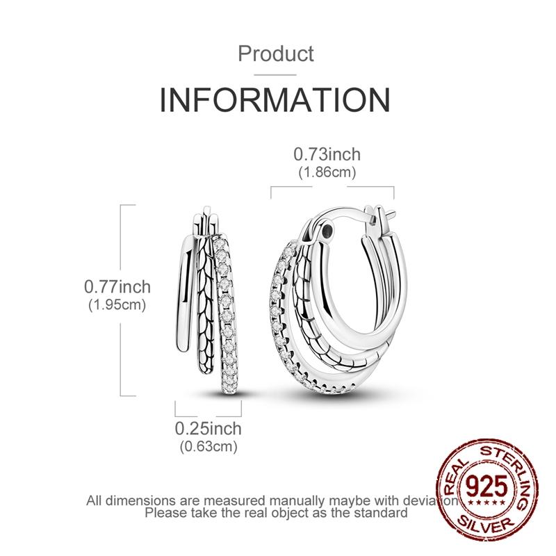 Triple Layered Hoop Earrings 925 Sterling Silver Pave CZ Multi Row Hypoallergenic Sparkling Statement Earrings Gift for Women