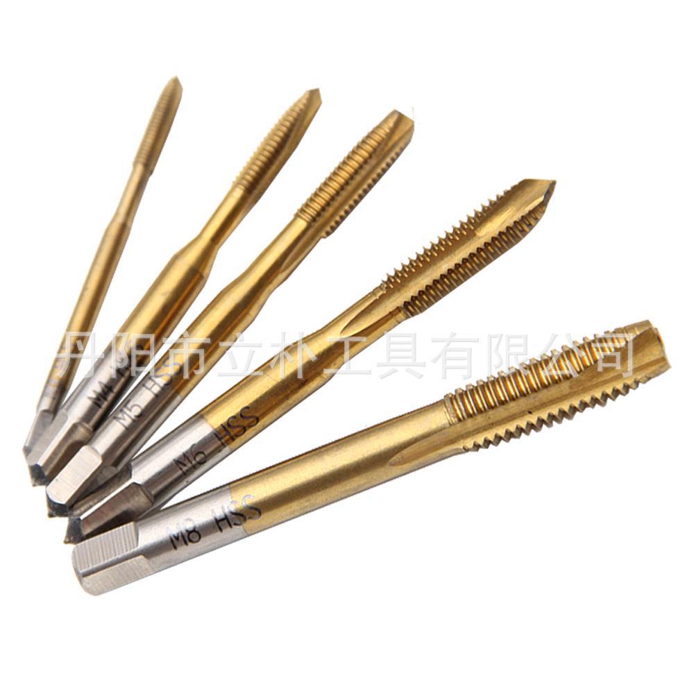 Set of 5 High-Speed Steel Screw Point Taps for M3-M8 Machine Tool Through-Hole Internal Threading