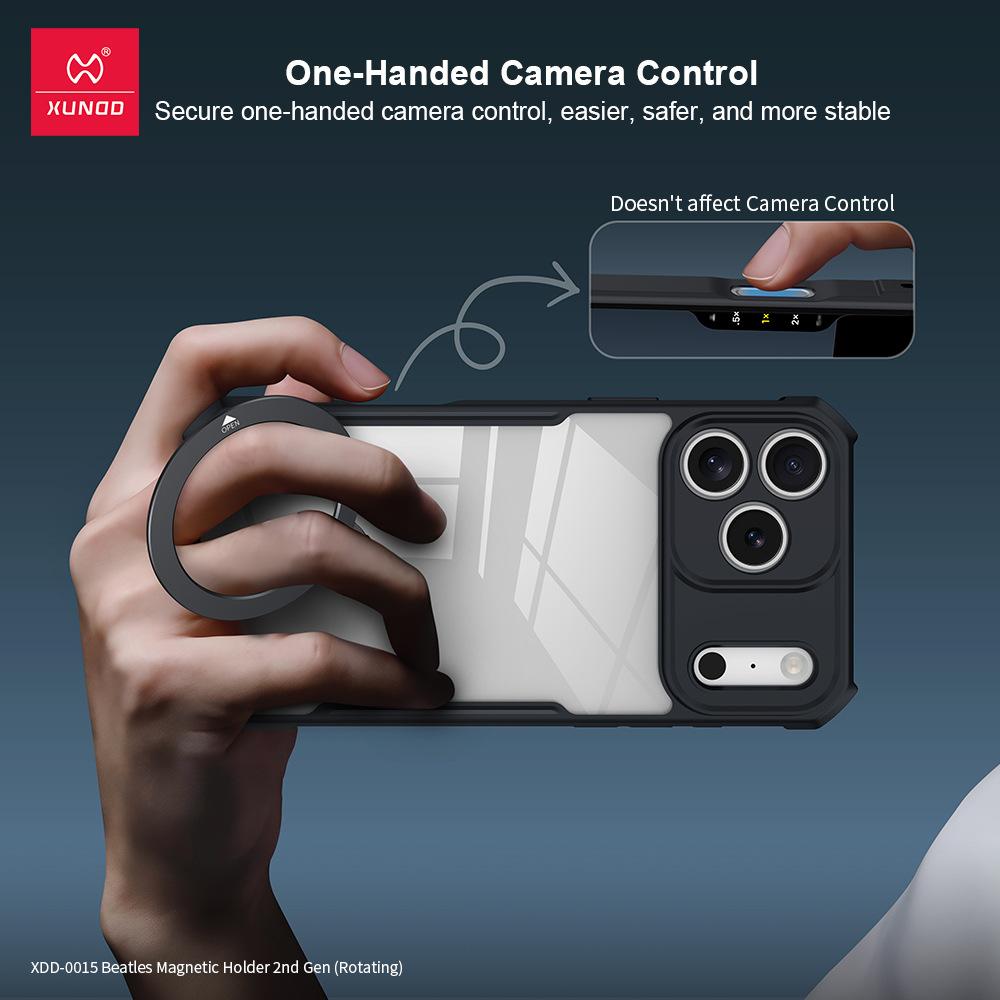 XUNDD For iPhone 17 Pro Max iPhone 17 Air Casing Airbag Shockproof Protective Case Luxury Phone Cover With Rotatable Magnetic Holder Stand