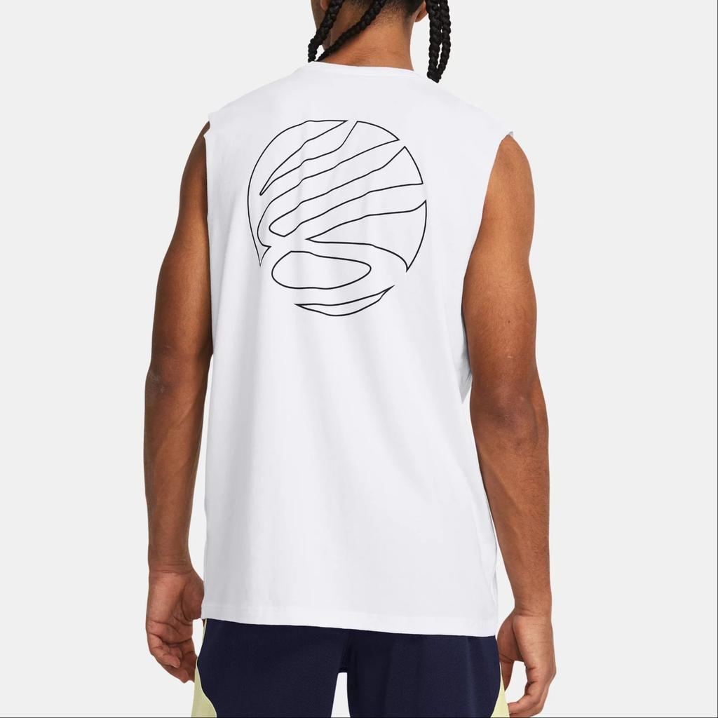 Under Armour Comfortable Printed Pullover Crew Neck Sleeveless Vest Men Tops White 1383377-100