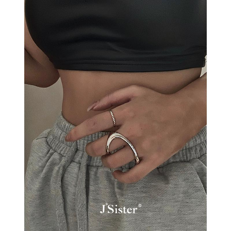 925 Silver Fashionable Double Finger Ring For Women Irregular Geometric Design Perfect Gift