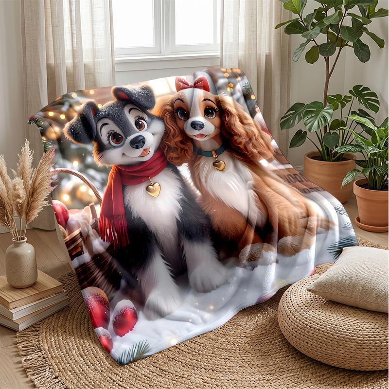 Fashionable Dog Crowd Theme blanket Lightweight Warm Flannel Blanket Decorative Throw Blanket for Home Decoration