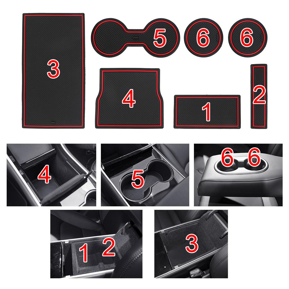 Car Console Wrap Mat Gate Slot Center Protective Cup Holder Pads Auto Interior Accessories Anti Slip Mat For Tesla Model 3