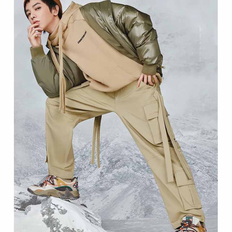 Li Ning CF Su Pure Color Multi Pocket Straight Casual Pants Unisex Pants AKXR557-2