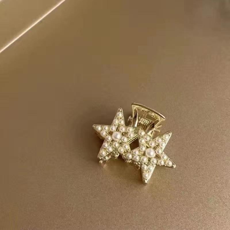 Bow Rhinestone Pearl Mini Hair Clip - Women's Small Shark Grip Hairpin