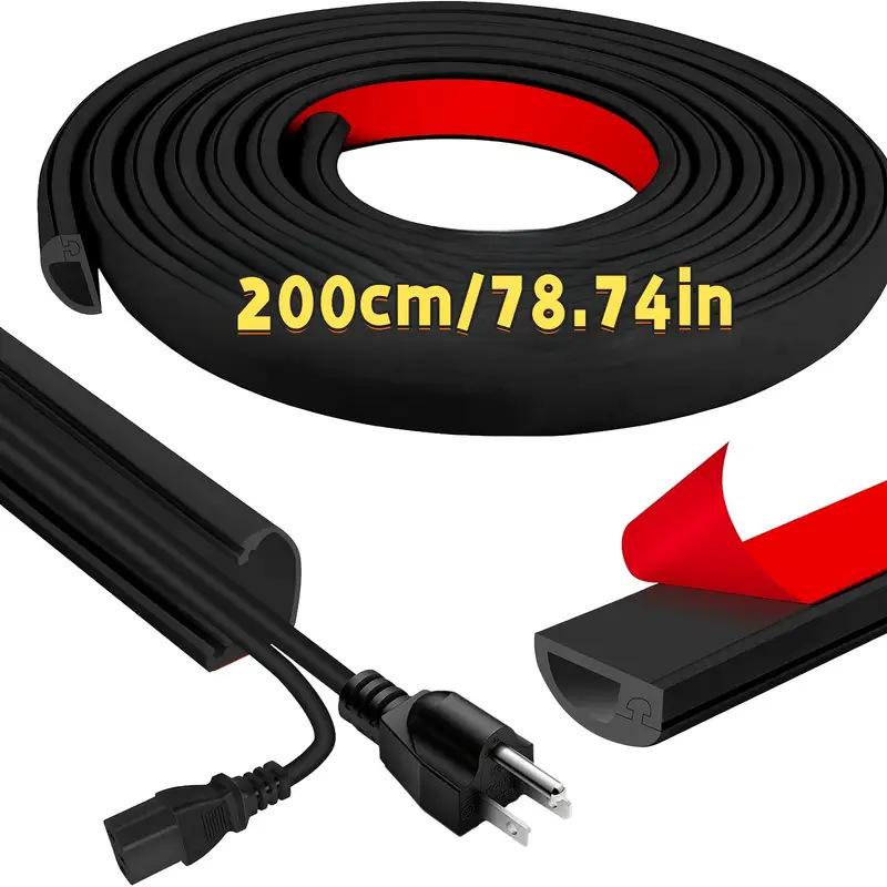 1PCS 1/2meters Flexible Floor Cable Cover Cord Self-Adhesive All Cord Hider Internet Wire Duct Duct Slot Cable Manage