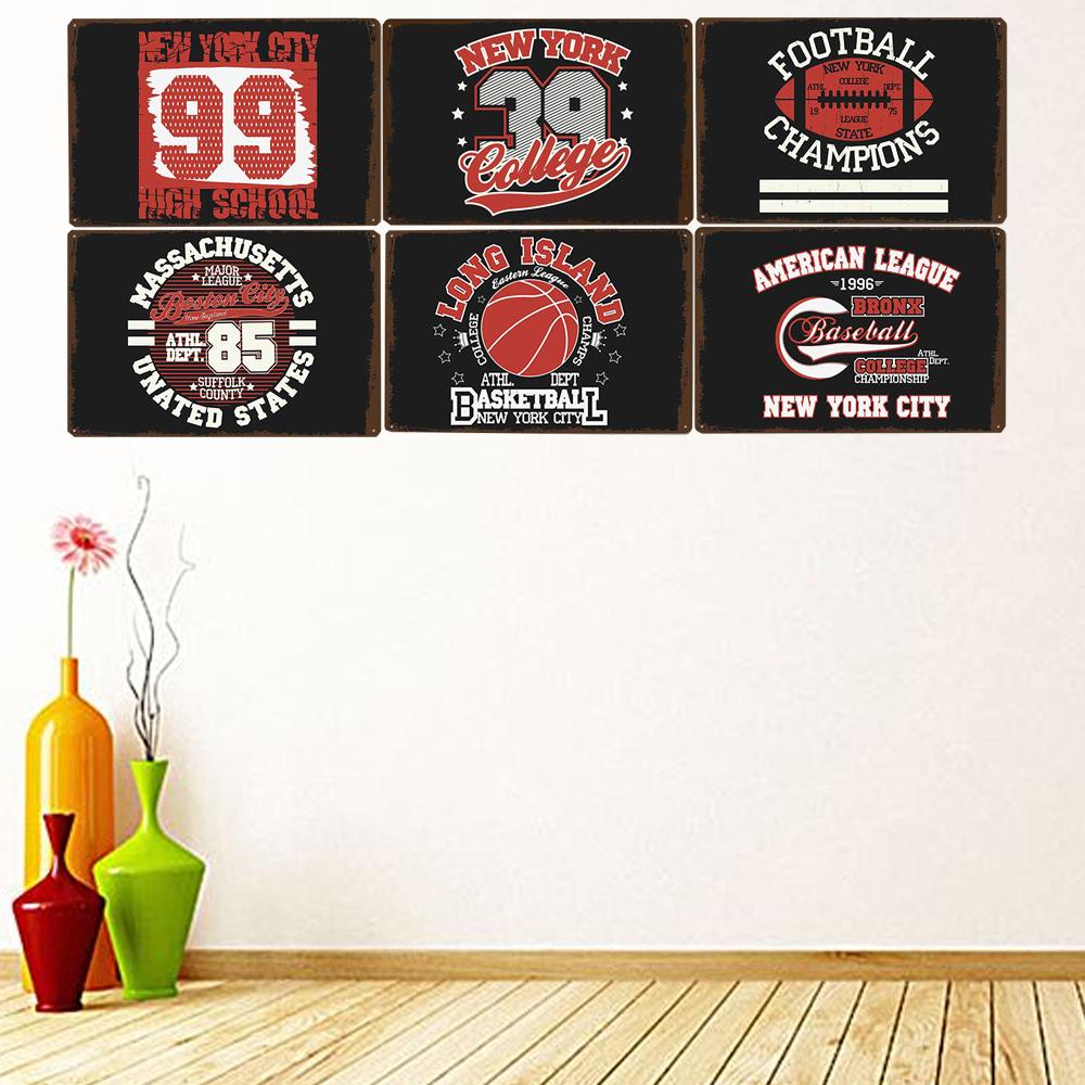 Football Retro Metal Tin Signs Plate Champion New York Shabby Chic Plaque Pub Bar Club Vintage Wall Decor Metal Poster