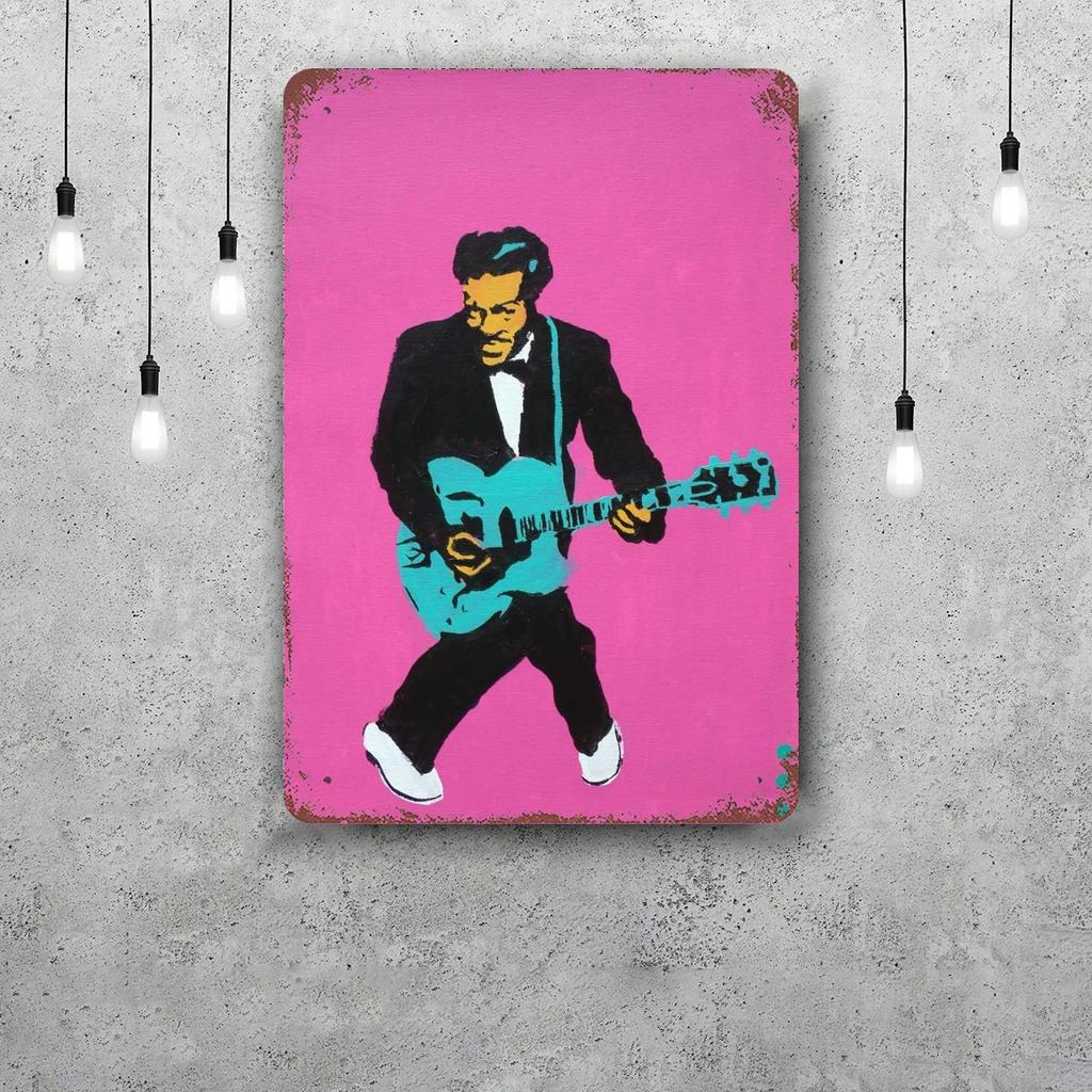 Chuck Berry Band Decor Poster Vintage Tin Sign Metal Sign Decorative Plaque for Pub Bar Man Cave Club Wall Decoration