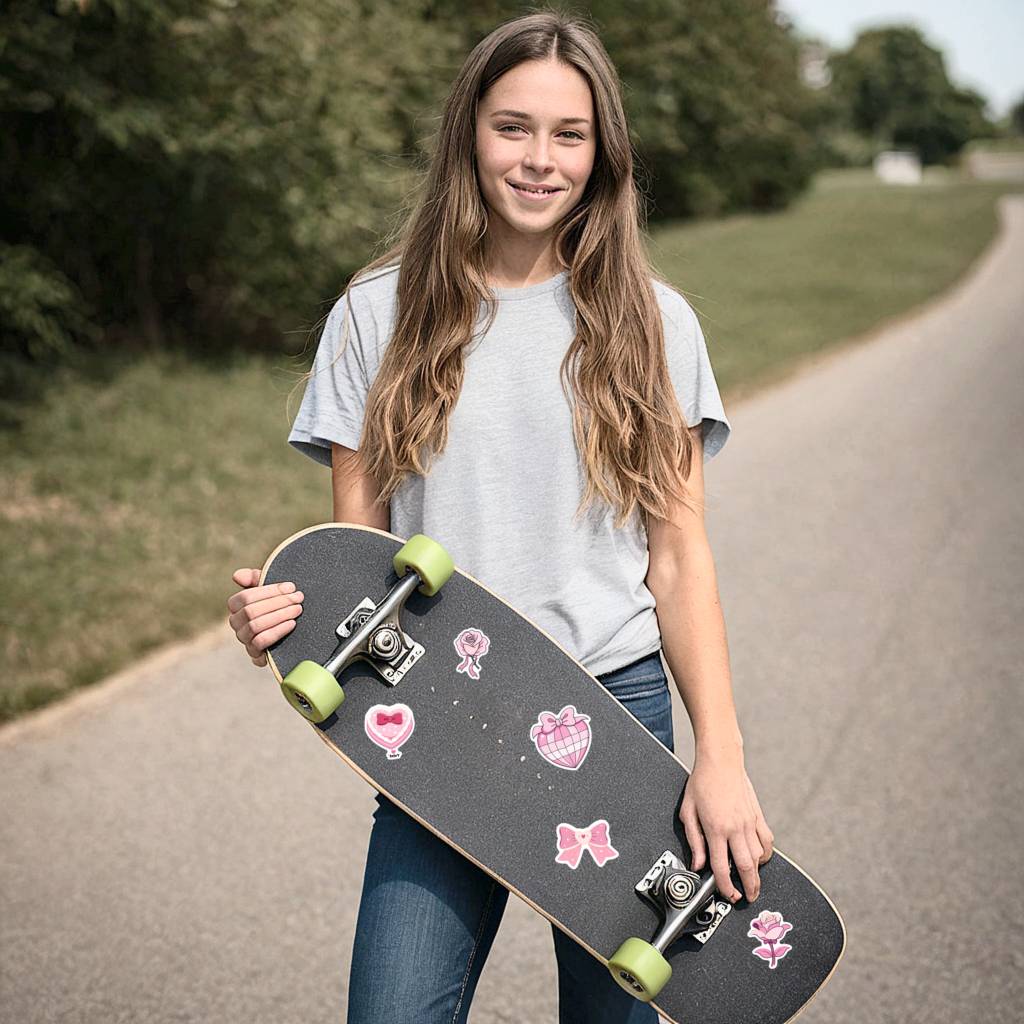 35pcs-50pcs Cute Pink Stickers Romantic Cute DIY Stickers Teacher Reward Stickers For Guitar Laptop Helmet Skateboard Guitar