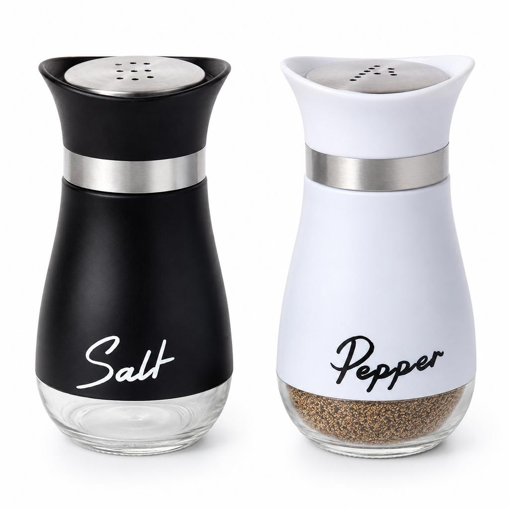 Refillable Salt and Pepper Shakers Set Stainless Steel 2 Pcs Spice Bottles Container for Home Restaurant Picnic Kitchen Accessories