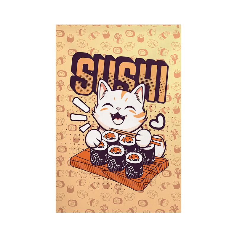 Japanese-style Short Half Curtain Ramen Kitchen Door Partition Sushi Restaurant Decor Curtain No-Drill Kitchen Window Screen