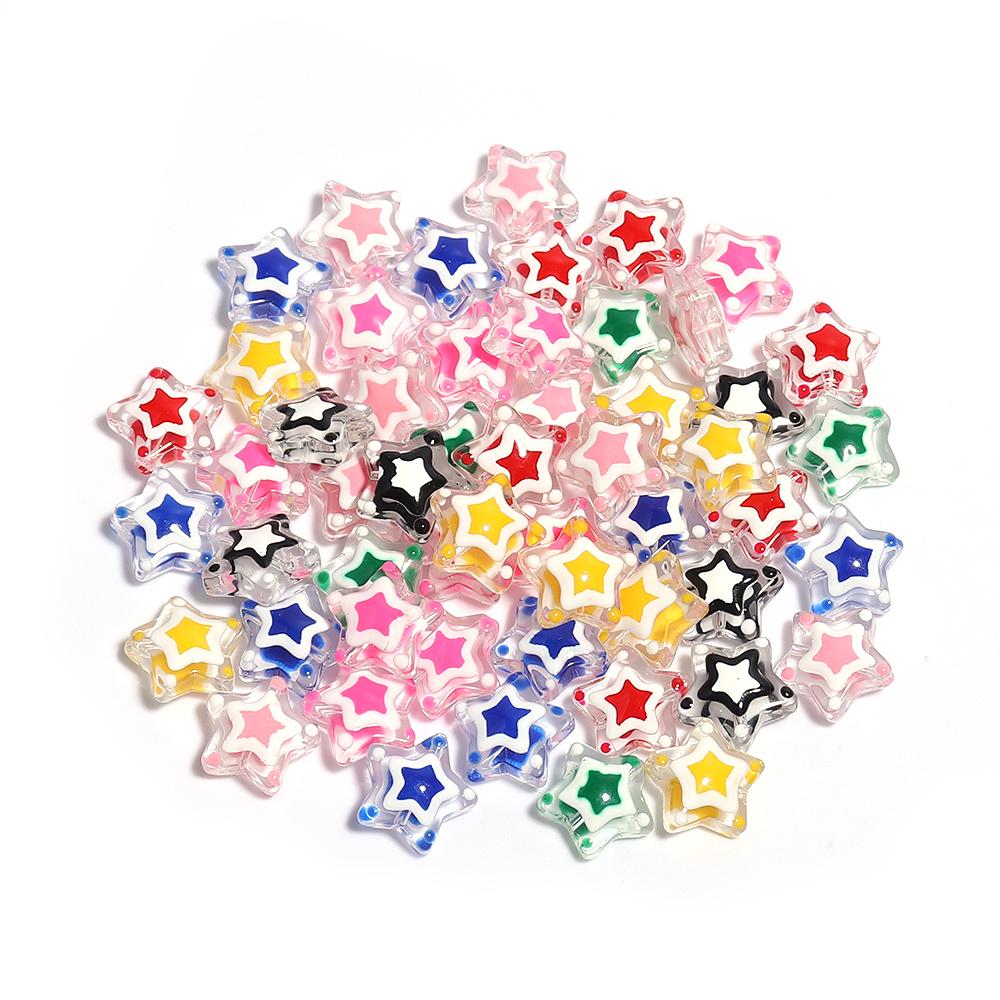 5Pcs Five-pointed Star Glass Beads Dopamine Style Beads Color Hand Painted Spacer Bead DIY Bracelet Jewelry Making Accessories