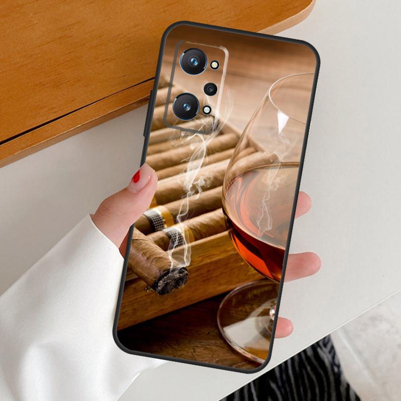 Smoking Cigar For Realme C53 C51 C55 C67 C30 C31 C33 C35 C21Y C25s GT5 9 10 11 12 Pro Plus GT Neo 6 Case