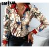 GMXIA Women's Fashion Casual Solid Color Print Long Sleeve POLO Neck Blouses & Shirts