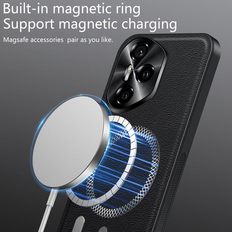 For Honor 300 Pro Case Magnetic Elegant Leather Wear-Resistant Lens Fully Covered Non-Slip Grip Edge Cover Shell