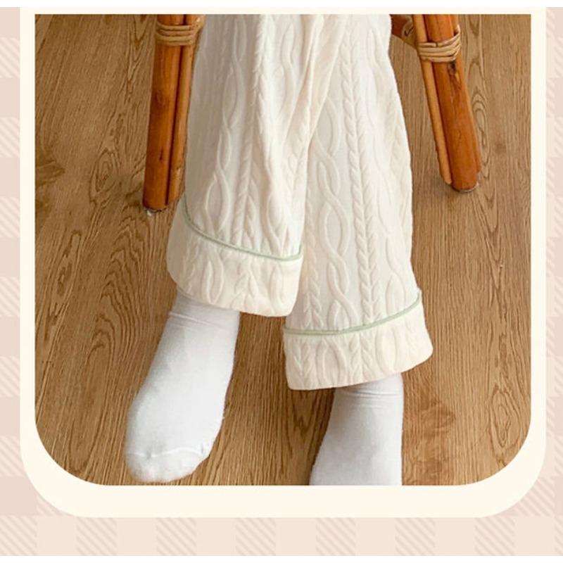 Pajama Set Women's Spring and Autumn Cardigan New Girls Simple Casual Princess Style Home Clothes Long Sleeve Pajama Set