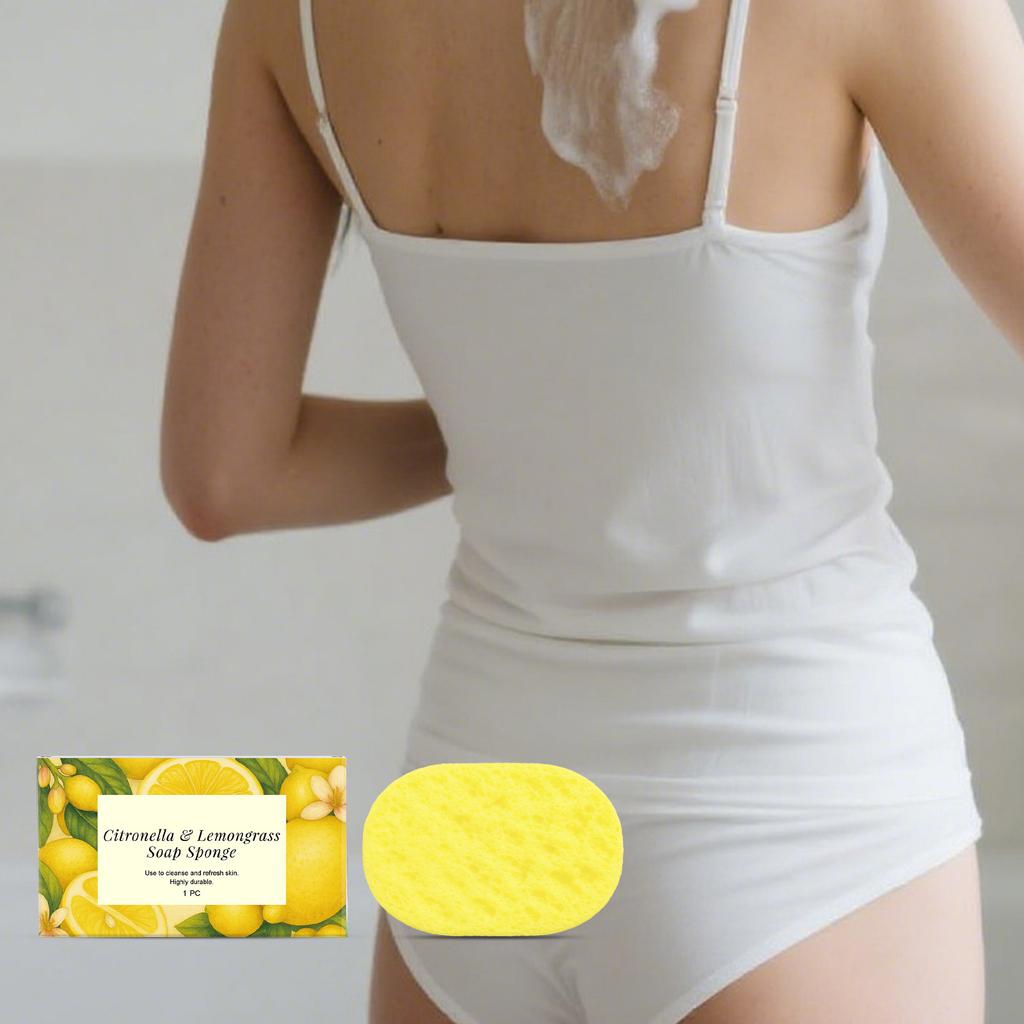Citronelová Citronová tráva Mýdlová Houba Houba na Koupání Exfoliační Houba Je Vhodná Pro Všechny Tělové Gely a Účinně Čistí a Exfoliuje