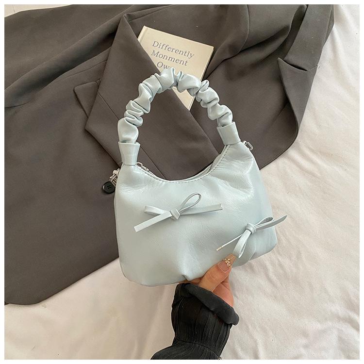 Summer Bow Underarm Bag Women's Leisure Commuter Niche Pleated Cloud Bag Dumpling Bag