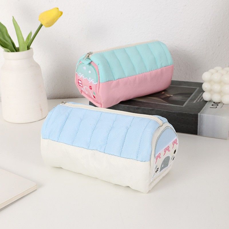 High-appearance-level Small House-shaped Pencil Case Niche Cute and Fresh Large-capacity Embroidered Stationery Storage Bag