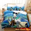 Genshin Impact Bedding Set Purple Keqing Printed Bed Set With Pillowcase Duvet Cover Soft Single Double Queen Super King Size