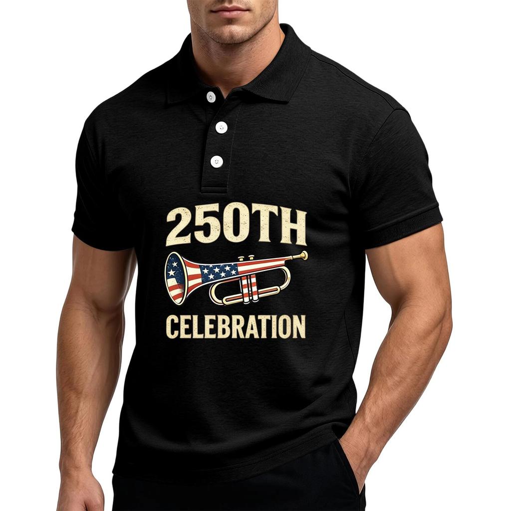 Men's 250th Anniversary Polo Shirt 1776 To 2026 Short Sleeve Casual Fit American Flag Themed Graphic Top