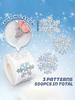 1 roll of 500 stickers, snowflake gift decoration label, roll pack of snowflake stickers, waterproof laser holiday decoration.
