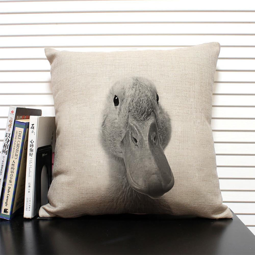 African Animal Lion Elephant Elk Decorative Pillow Cover Sofa Cushion Cover Farm Animal Portrait Linen Pillowcase 45x45cm