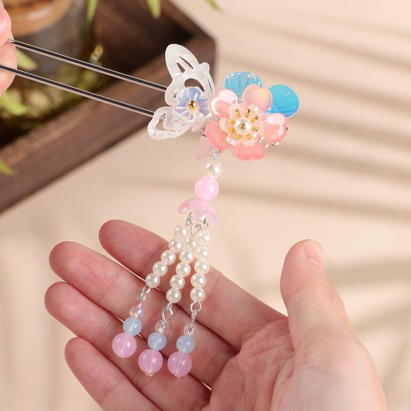 Elegant Chinese Metal Hairpin with Tassels - High-End Ancient Style Hanfu Accessory