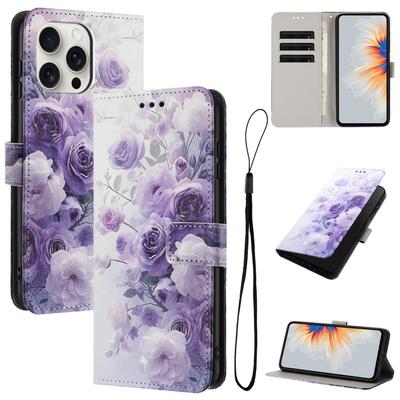 Billetera de Cuero PU Rosa Púrpura con Tapa y Marco de Fotos para iPhone Samsung Huawei Honor Xiaomi Redmi Oppo Infinix Tecno Google...