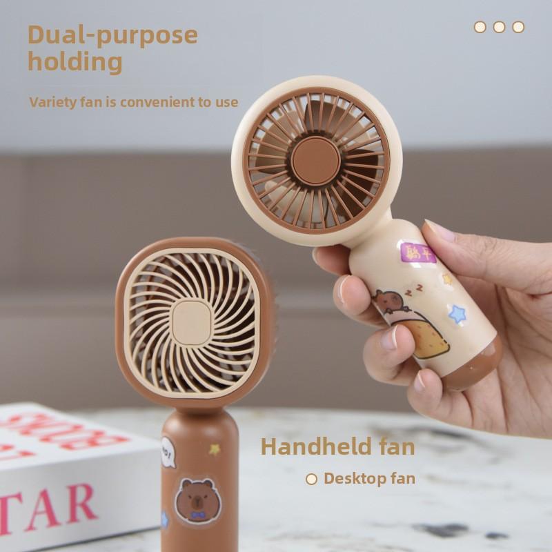 New Cartoon Themed Best-selling Solid Color Handheld Small Creative USB Charging Fan, Student Mini Portable Fan