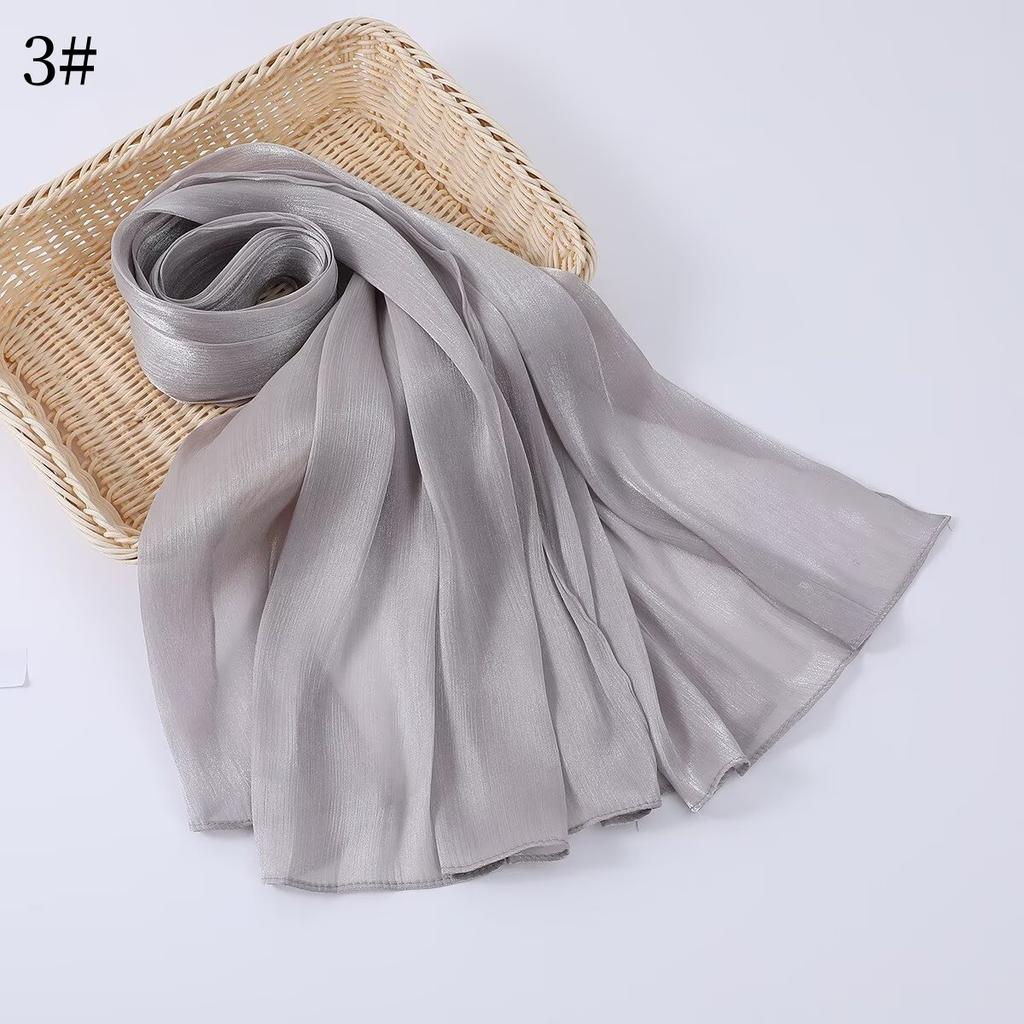 35 Colors Women Hijab Scarf Shiny Muslim Long Scarves Light Weight Soft Turban Shawl Organza Satin Shimmer Scarf