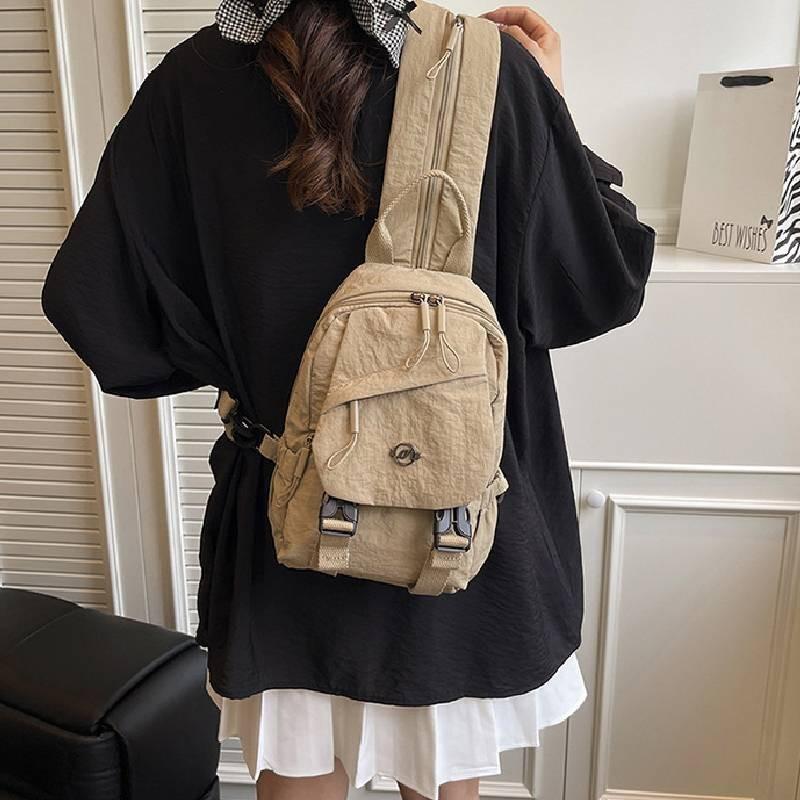 Color Solid Simple Casual Lightweight Neutral Backpack For Daily Activities