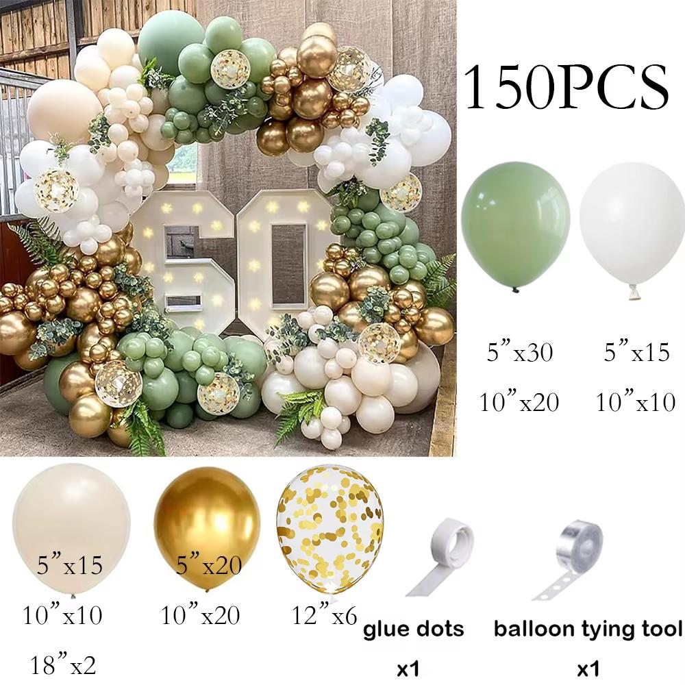 Green Balloons Arch Sage Green White Sand Gold Confetti Latex Ballon Garland Birthday Party Wedding Graduation Decoration Globos