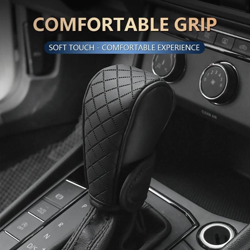 2PCS Universal Car Gear Protector Cover - Stylish PU Leather Shift Knob, Anti-Slip, Interior Accessories