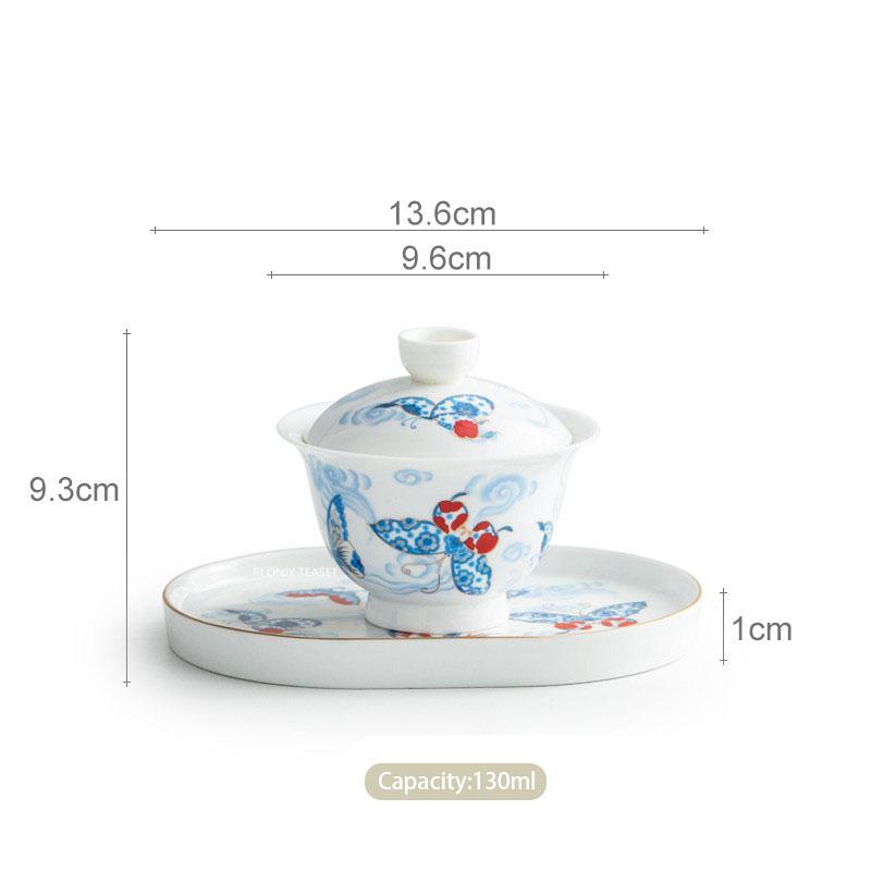 Chinese Retro Ceramic Gaiwan Handmade Tea Tureen Teacup Household Porcelain Tea Bowl Travel Portable Tea Set Accessories 130ml
