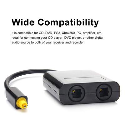 MagiDeal Dual Port Toslink Digital Optical Fiber Audio Cable 1 In 2 Out Cord