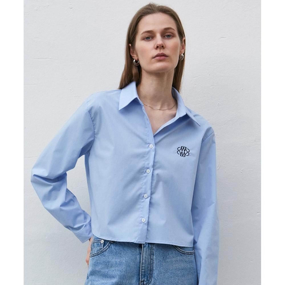 

NICKNICOLE NICOLE MINIMAL SEMI CROP SHIRTSKY BLUE
