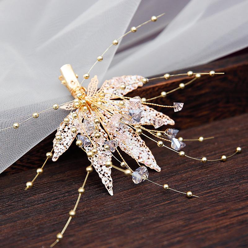 2020 New Bridal Red White Set Headdress Fairy Beautiful Flower Side Clip Hair Accessories Toast Clothing