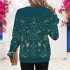Women Plus Size Teal Floral Printed Round Neck Long Sleeve Pullover Sweatshirt