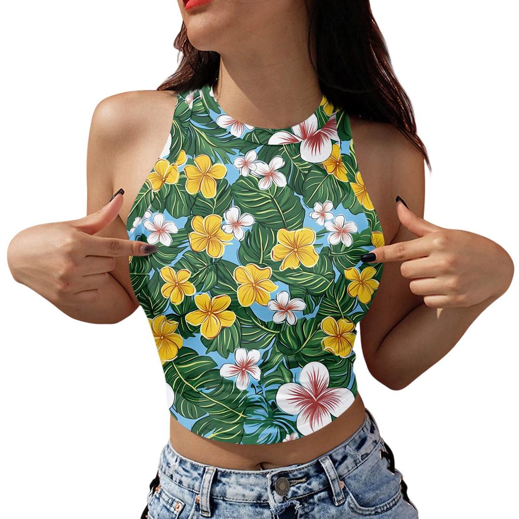 Women's Fashion Hawaii Print Sleeveless Base Tank Top