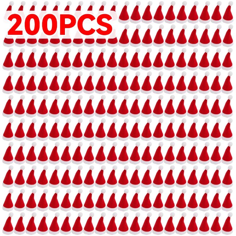 Mini Wine Bottles Cover Santa Hat Lollipop Caps Fork Knife Cutlery Bag Christmas Tableware Holder for Home Xmas Party Decoration