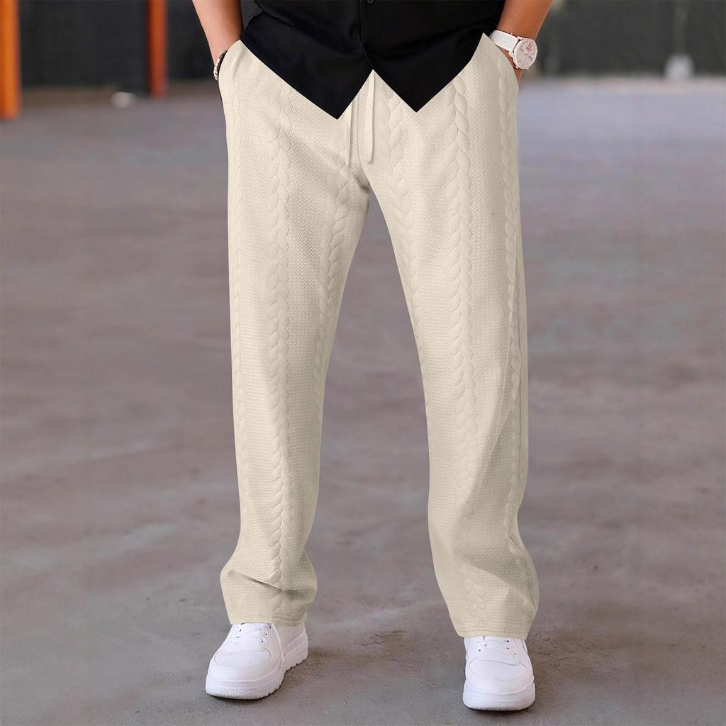 Men's American Retro Outdoor Casual Sports Solid Color Drawstring Trousers