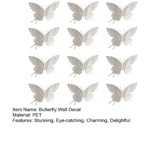 12 Pcs Butterfly Wall Decor 3D Hollow Butterflies Sticker for Birthday Cake Cupcake Toppers Removable DIY Mural Art for Room Office Bedroom