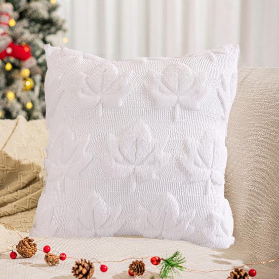 Autumn Pillow Cover Plush Faux Fur Pillowcase with 3D Leaf Art Farmhouse Bohemian Style Invisible Zipper Pillow Case