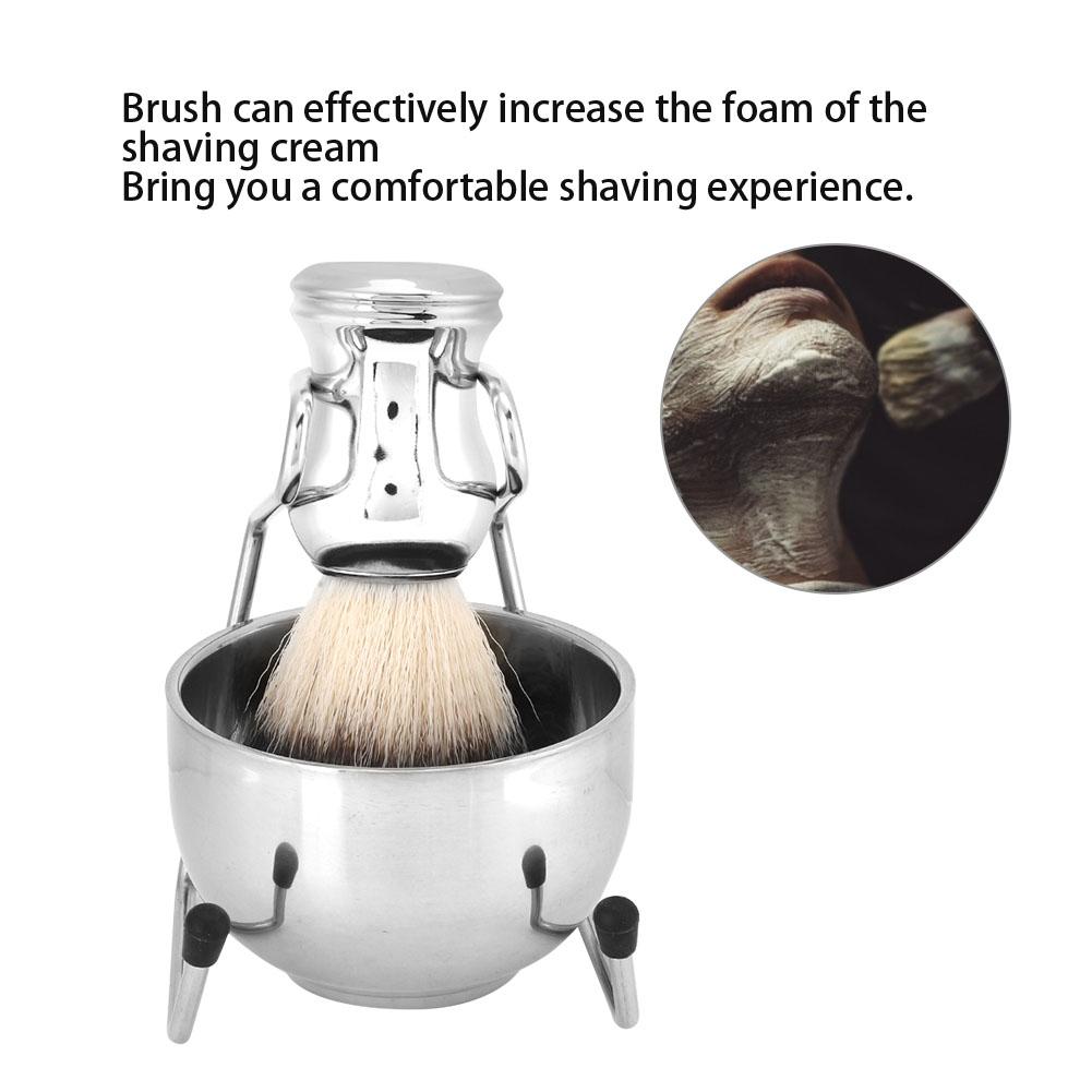 Stainless Steel Shaving Brush Beard Brush Holder Stand Soap Bowl Shaving Tool Set38092