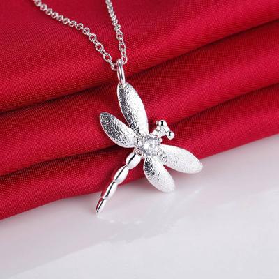 European and American Necklaces Fashion Trend Exquisite Dragonfly Pendant Silver Plated Necklace