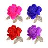 Brooch Pin 3D Rose Flower Shape Sparkling Rhinestones Inlaid Decorative Brooch Sweaters Collars Hats Bags Coats Scarves Accessory