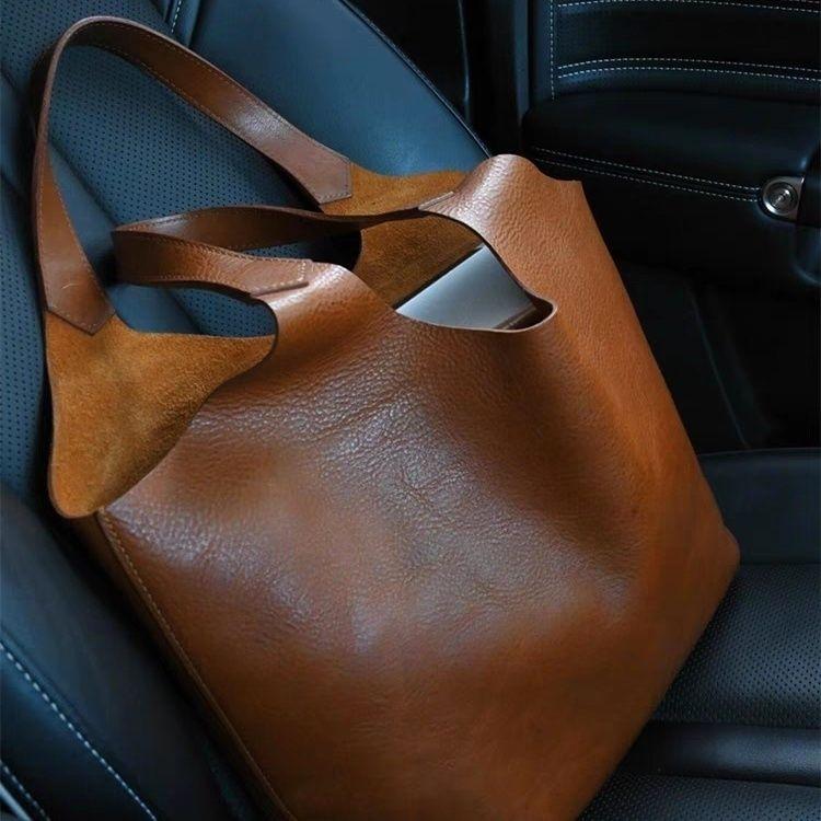Brown Large Capacity Tote Bag for Women Light Luxury Niche High-end Handheld Shoulder Underarm Bag